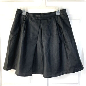 Faux Black Leather Skirt Pleated Mini Whimsigoth Witchy Grunge Womens Sz Medium